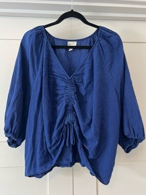 Royal blue Ava & Viv linen blouse plus size 2X